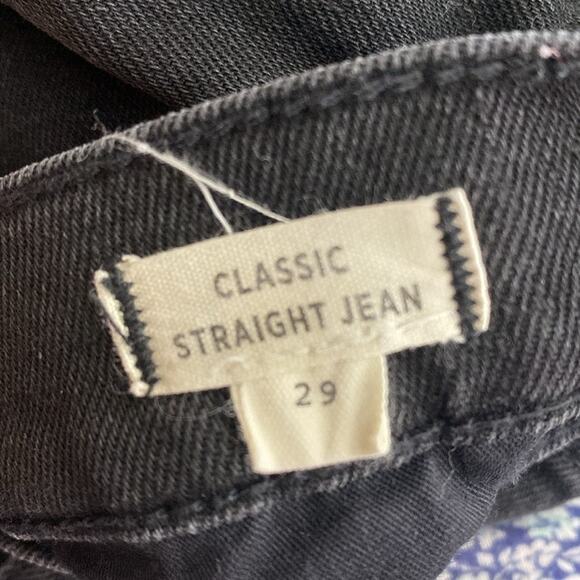 Madewell Classic Straight Jeans in Lunar Wash black stretchy high‎ rise frayed - Picture 7 of 8
